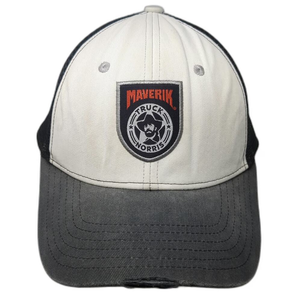 Maverik Trucker Hat White Gray One Size Truck Norris Mesh Back Snapback Graphic